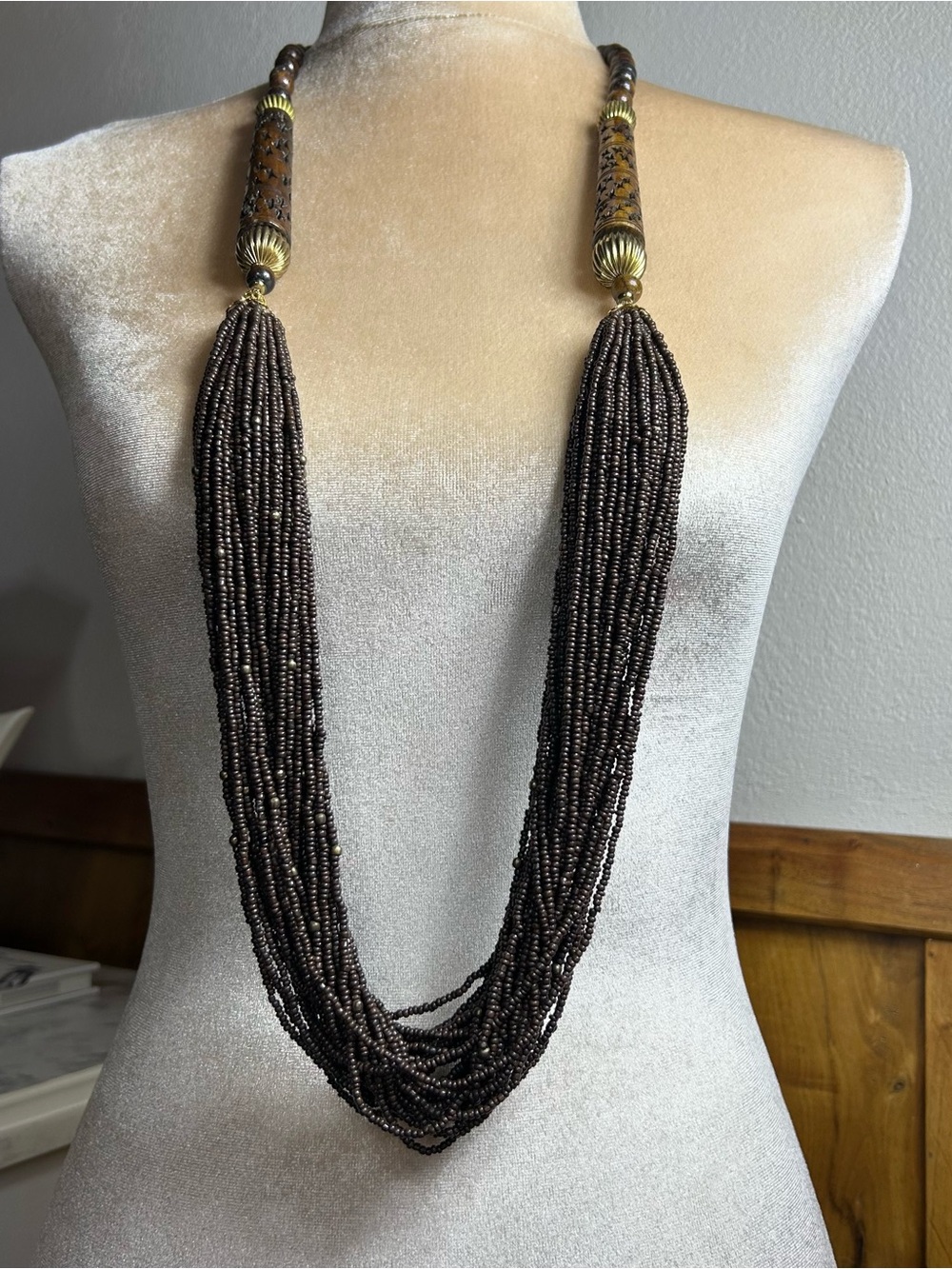 Chico's Multi Strand Brown Seed Bead Necklace